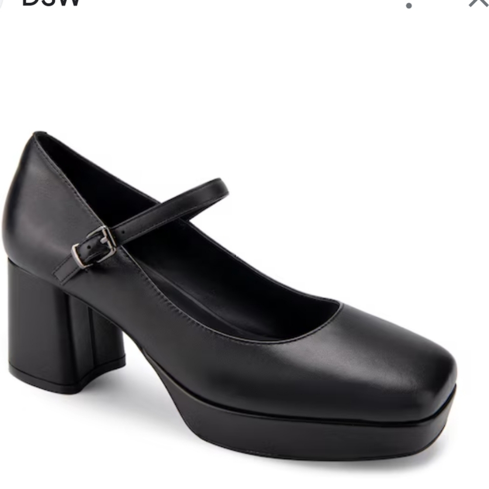 Aerosoles Women's Shannon Square Toe Platform, Black Leather Size 9.5M NWOT'S